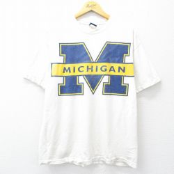 【50%OFF】XL★古着 半袖 ビンテージ Tシャツ メンズ 00年代 00s ミシガン コットン クルーネック 白 ホワイト 25aug06 中古