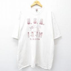 【50%OFF】XL★古着 フルーツオブザルーム 半袖 ビンテージ Tシャツ メンズ 90年代 90s レスリング イラン ロング丈 大きいサイズ コットン クルーネック 生成り 25aug06 中古