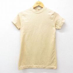 S★古着 半袖 ビンテージ Tシャツ メンズ 90年代 90s 無地 クルーネック 薄黄 イエロー 25aug06 中古