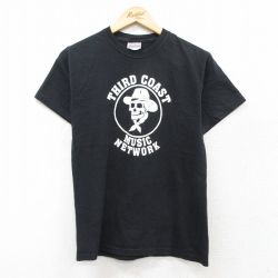 【20%OFF】S★古着 ヘインズ Hanes 半袖 ビンテージ Tシャツ メンズ 00年代 00s KETWORK スカル コットン クルーネック 黒 ブラック 25aug07 中古