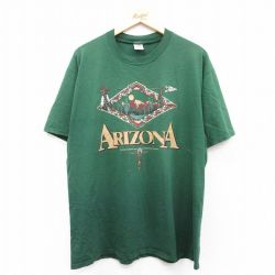 XL★古着 ジャージーズ 半袖 ビンテージ Tシャツ メンズ 90年代 90s アリゾナ コットン クルーネック USA製 緑 グリーン 25aug07 中古