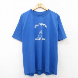 XL★古着 ヘインズ Hanes 半袖 ビンテージ Tシャツ メンズ 90年代 90s NURSERY SCHOOL クルーネック USA製 青 ブルー 25aug07 中古