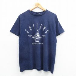 L★古着 半袖 ビンテージ Tシャツ メンズ 00年代 00s セーリング コットン クルーネック 紺 ネイビー 25aug07 中古
