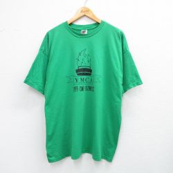 XL★古着 フルーツオブザルーム 半袖 ビンテージ Tシャツ メンズ 90年代 90s YMCA クルーネック 緑 グリーン 25aug07 中古