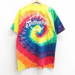 L★古着 半袖 ビンテージ Tシャツ メンズ 00年代 00s 魚 Godfreys Pond コットン クルーネック 黄色他 イエロー タイダイ 25aug07 中古