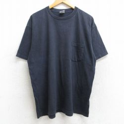 XL★古着 ギャップ GAP 半袖 ビンテージ Tシャツ メンズ 90年代 90s 無地 胸ポケット付き コットン クルーネック USA製 黒 ブラック 【spe】 25aug07 中古