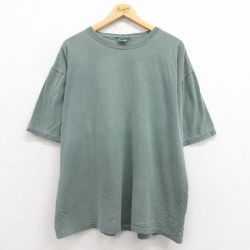 XL★古着 ギャップ GAP 半袖 ビンテージ Tシャツ メンズ 00年代 00s 無地 大きいサイズ コットン クルーネック 緑 グリーン 25aug08 中古