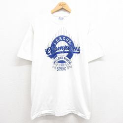 XL★古着 ヘインズ Hanes 半袖 ビンテージ Tシャツ メンズ 90年代 90s リーグ クルーネック USA製 白 ホワイト 25aug08 中古