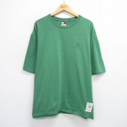 【50%OFF】トミーヒルフィガー 90s 半袖Tシャツ ワンポイントロゴ グリーン XL | 古着