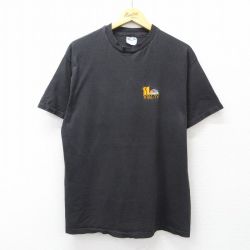 【20%OFF】L★古着 ヘインズ Hanes 半袖 ビンテージ Tシャツ メンズ 90年代 90s WBAL TV コットン クルーネック USA製 黒 ブラック 25aug08 中古