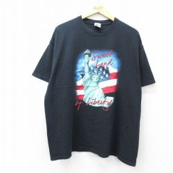00s 半袖Tシャツ 自由の女神星条旗 ブラック XL | 古着