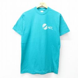 M★古着 フルーツオブザルーム 半袖 ビンテージ Tシャツ メンズ 90年代 90s ACC コットン クルーネック USA製 青緑 25aug08 中古