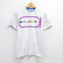 M★古着 半袖 ビンテージ Tシャツ メンズ 90年代 90s カルトゥーシュ コットン クルーネック USA製 白 ホワイト 霜降り 25aug09 中古