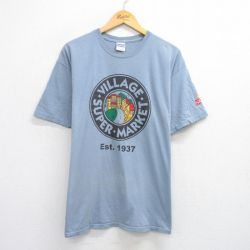 【50%OFF】XL★古着 半袖 ビンテージ Tシャツ メンズ 00年代 00s SUPER MARKET コットン クルーネック 薄紺 ネイビー 25aug09 中古