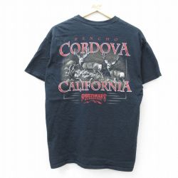 L★古着 半袖 ビンテージ Tシャツ メンズ 00年代 00s シカ カリフォルニア コットン クルーネック 黒 ブラック 25aug09 中古
