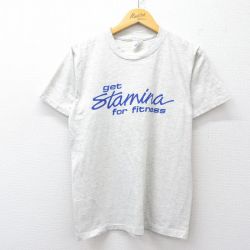 M★古着 半袖 ビンテージ Tシャツ メンズ 90年代 90s Stamina fitness クルーネック USA製 薄グレー 霜降り 25aug09 中古