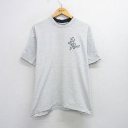 XL★古着 半袖 ビンテージ Tシャツ メンズ 90年代 90s ラスベガス モックネック ハイネック 薄グレー 霜降り 25aug09 中古