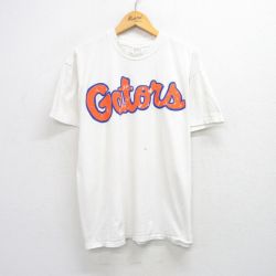 XL★古着 半袖 ビンテージ Tシャツ メンズ 90年代 90s フロリダゲイターズ コットン クルーネック USA製 白 ホワイト 25aug09 中古