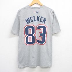 XL★古着 半袖 ビンテージ Tシャツ メンズ 00年代 00s NFL ニューイングランドペイトリオッツ ウェスウェルカー 83 大きいサイズ クルーネック グレー 霜降り アメフト スーパーボウル 25aug09 中古