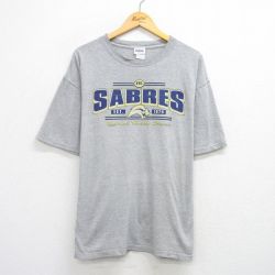 XL★古着 半袖 ビンテージ Tシャツ メンズ 00年代 00s NHL バッファローセイバーズ 大きいサイズ クルーネック グレー 霜降り アイスホッケー 25aug09 中古