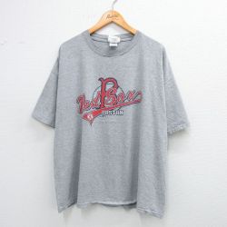 XL★古着 アディダス adidas 半袖 ビンテージ Tシャツ メンズ 00年代 00s MLB ボストンレッドソックス 大きいサイズ クルーネック グレー 霜降り メジャーリーグ ベースボール 野球 25aug09 中古