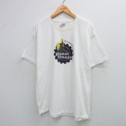 XL★古着 ヘインズ Hanes 半袖 ビンテージ Tシャツ メンズ 00年代 00s Planet fitness コットン クルーネック 白 ホワイト 25aug09 中古