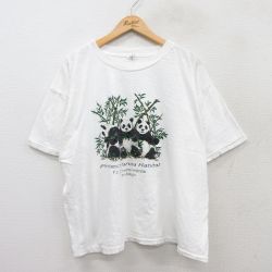 XL★古着 半袖 ビンテージ Tシャツ メンズ 90年代 90s パンダ 大きいサイズ コットン クルーネック 白 ホワイト 【spe】 25aug12 中古