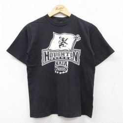 S★古着 アディダス adidas 半袖 ビンテージ Tシャツ メンズ 00年代 00s HOUGHTON サッカー ビッグロゴ コットン クルーネック 黒 ブラック 25aug12 中古