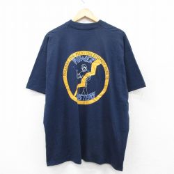 XL★古着 フルーツオブザルーム 半袖 ビンテージ Tシャツ メンズ 90年代 90s POWER BUSTERS 大きいサイズ クルーネック USA製 紺 ネイビー 25aug12 中古