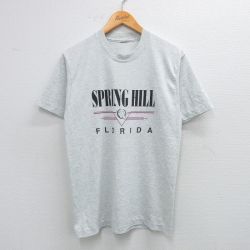 M★古着 半袖 ビンテージ Tシャツ メンズ 90年代 90s SPRING HILL フロリダ クルーネック 薄グレー 霜降り 25aug12 中古