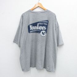 【50%OFF】XL★古着 アディダス adidas 半袖 ビンテージ Tシャツ メンズ 00年代 00s MLB ニューヨークヤンキース 大きいサイズ クルーネック グレー 霜降り メジャーリーグ ベースボール 野球 25aug12 中古