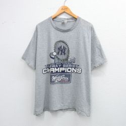 【50%OFF】XL★古着 リー Lee 半袖 ビンテージ Tシャツ メンズ 00年代 00s MLB ニューヨークヤンキース クルーネック グレー 霜降り メジャーリーグ ベースボール 野球 25aug12 中古