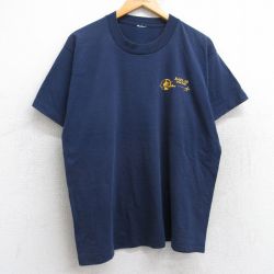 L★古着 半袖 ビンテージ Tシャツ メンズ 90年代 90s 地球 KAPL50 クルーネック 紺 ネイビー 25aug13 中古