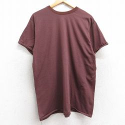 XL★古着 半袖 ビンテージ Tシャツ メンズ 80年代 80s 無地 クルーネック 茶系 ブラウン 【spe】 25aug13 中古