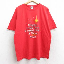 XL★古着 半袖 ビンテージ Tシャツ メンズ 00年代 00s メッセージ コットン クルーネック 赤 レッド 25aug13 中古