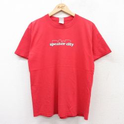 L★古着 半袖 ビンテージ Tシャツ メンズ 00年代 00s speaker city コットン クルーネック 赤 レッド 25aug18 中古