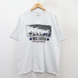 XL★古着 半袖 ビンテージ Tシャツ メンズ 00年代 00s 犬ぞり 大きいサイズ クルーネック 薄グレー 霜降り 25aug18 中古