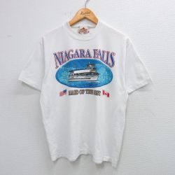 L★古着 半袖 ビンテージ Tシャツ メンズ 90年代 90s ナイアガラの滝 船 クルーネック カナダ製 白 ホワイト 25aug19 中古