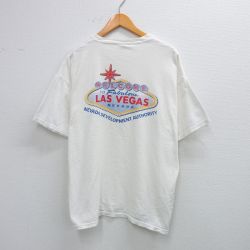 XL★古着 半袖 ビンテージ Tシャツ メンズ 00年代 00s ラスベガス 大きいサイズ コットン クルーネック 白 ホワイト 25aug19 中古