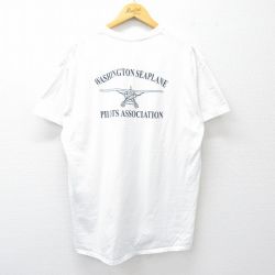 XL★古着 半袖 ビンテージ Tシャツ メンズ 00年代 00s 飛行機 コットン クルーネック 白 ホワイト 25aug19 中古