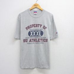 XL★古着 チャンピオン champion 半袖 ビンテージ Tシャツ メンズ 00年代 00s シラキュース ニューヨーク クルーネック グレー 霜降り 25aug19 中古