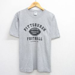 L★古着 半袖 ビンテージ Tシャツ メンズ 00年代 00s ピッツバーグ フットボール クルーネック グレー 霜降り 25aug19 中古