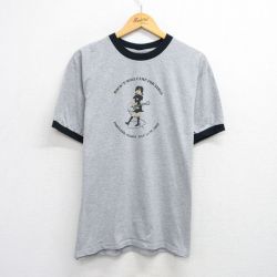 L★古着 半袖 ビンテージ Tシャツ メンズ 00年代 00s 女の子 スタッフ クルーネック グレー 霜降り リンガー 25aug19 中古