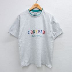 L★古着 半袖 ビンテージ Tシャツ メンズ 90年代 90s コンヤーズ 刺繍 コットン クルーネック USA製 薄グレー 霜降り 25aug19 中古
