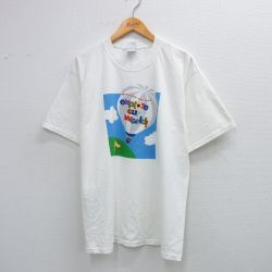 L★古着 半袖 ビンテージ Tシャツ メンズ 00年代 00s 気球 メリーランド 大学 スタッフ コットン クルーネック 白 ホワイト 25aug19 中古
