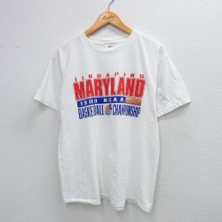 L★古着 半袖 ビンテージ Tシャツ メンズ 90年代 90s メリーランド バスケットボール コットン クルーネック 白 ホワイト 25aug19 中古