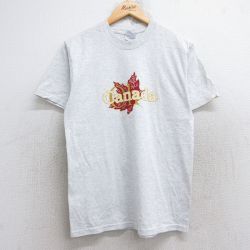 M★古着 半袖 ビンテージ Tシャツ メンズ 00年代 00s カナダ クルーネック カナダ製 薄グレー 霜降り 25aug19 中古