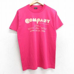 【50%OFF】M★古着 フルーツオブザルーム 半袖 ビンテージ Tシャツ メンズ 90年代 90s COMPANY クルーネック USA製 濃ピンク 25aug19 中古