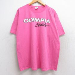 【50%OFF】XL★古着 半袖 ビンテージ Tシャツ メンズ 00年代 00s オリンピア 大きいサイズ コットン クルーネック USA製 ピンク 25aug19 中古