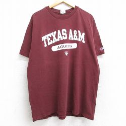 XL★古着 チャンピオン champion 半袖 ビンテージ Tシャツ メンズ 00年代 00s テキサスA&Mアギーズ コットン クルーネック エンジ 25aug19 中古